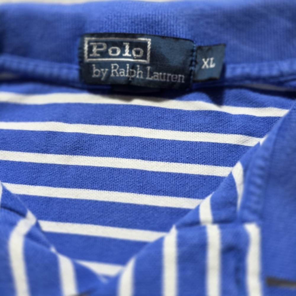 Polo by Ralph Lauren Blue White Striped Polo Shirt Men’s XL Red Pony Logo - Picture 3 of 10